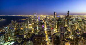 Chicago Skyline, Nightlife, Sunset, city life, Cityscape