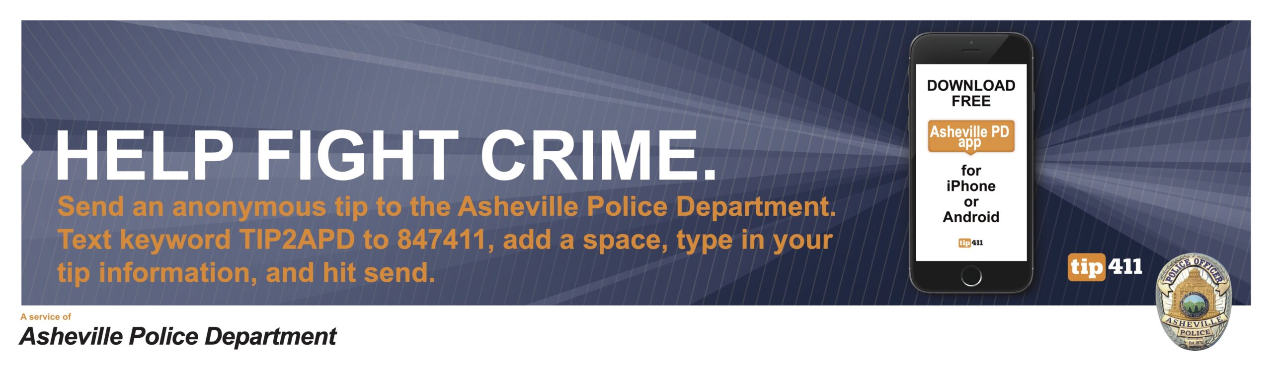 Asheville Police Department Tipster Banner