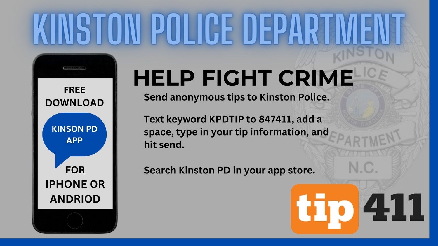 Kinston Police Department Text tip