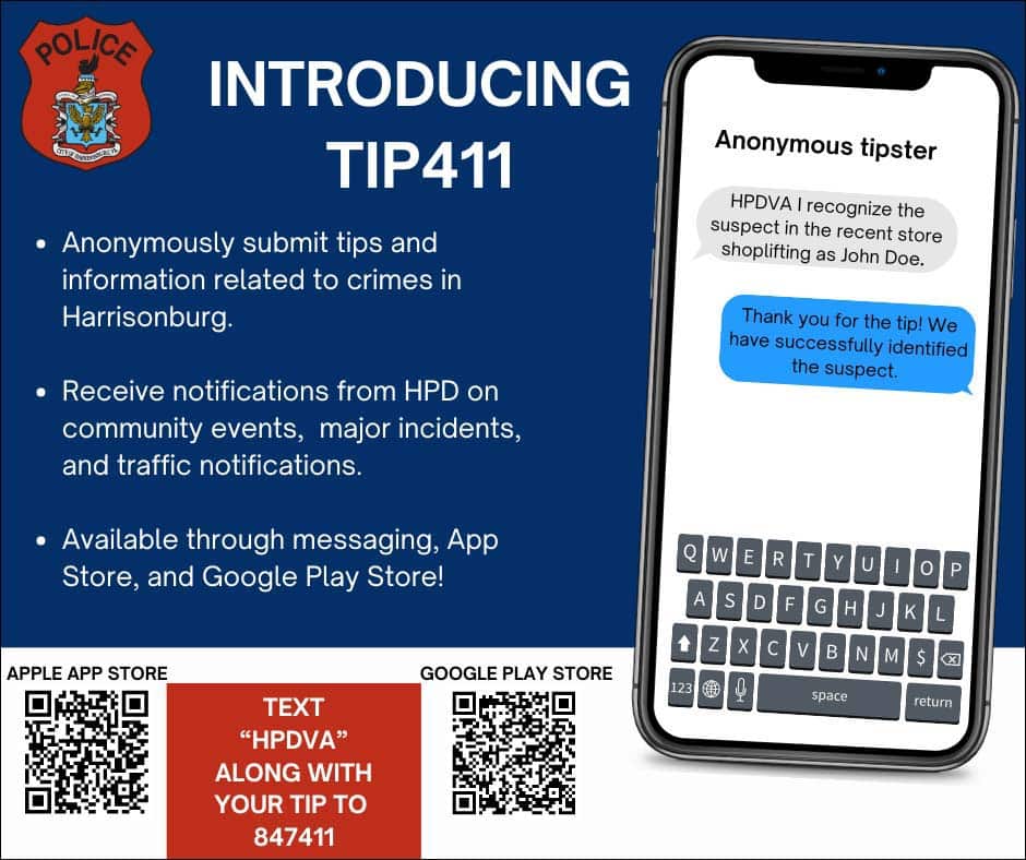 Harrisonburg PD tip411